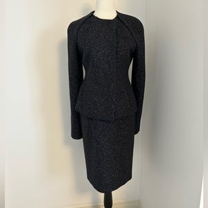Jil Sander wool tweed skirt suit.